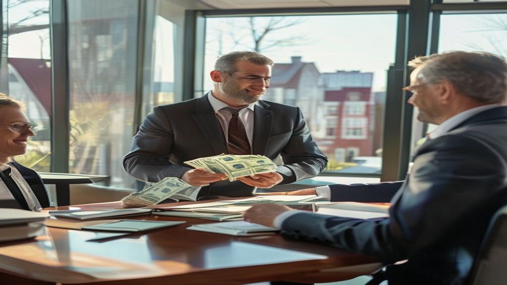 Close up of cash payment for house purchase avoiding mortgage financing