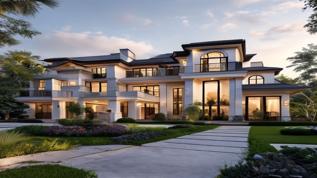 Luxurious waterfront mansion with modern architecture and private pool, showcasing top‑tier real estate listings.